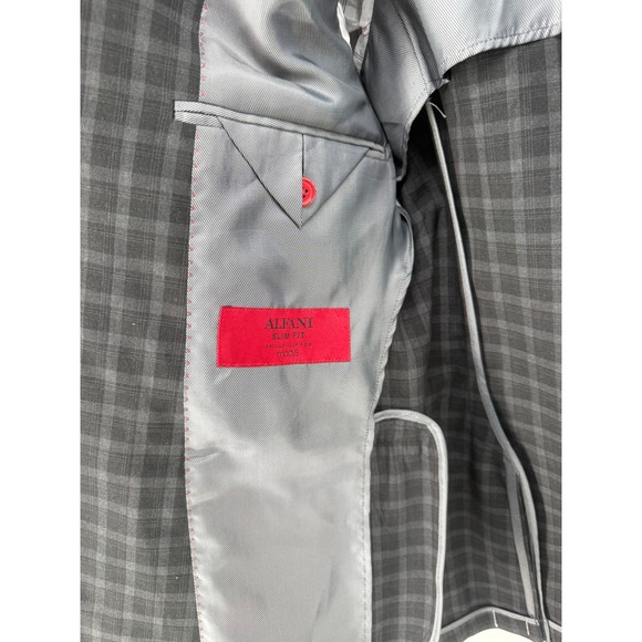 Alfani Mens 40L Slim Fit Char Ton Pld Gray Plaid Blazer Jacket Sport Coat NEW - Picture 6 of 9